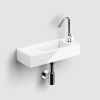 Clou InBe IB0303096 Handwaschbecken-Satz 4, mit Waschbecken, Kaltwasserarmatur, Ablauf und Siphon, Keramik weiß und Chrom