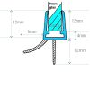 Exa-Lent Universal sample piece of shower rubber type DS42 - 2cm length and suitable for glass thickness 8mm - 2 flaps