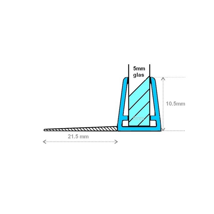 Exa-Lent Universal DS102005 - G05013200 helder doucheprofiel 1 flap horizontaal 200cm - 5mm