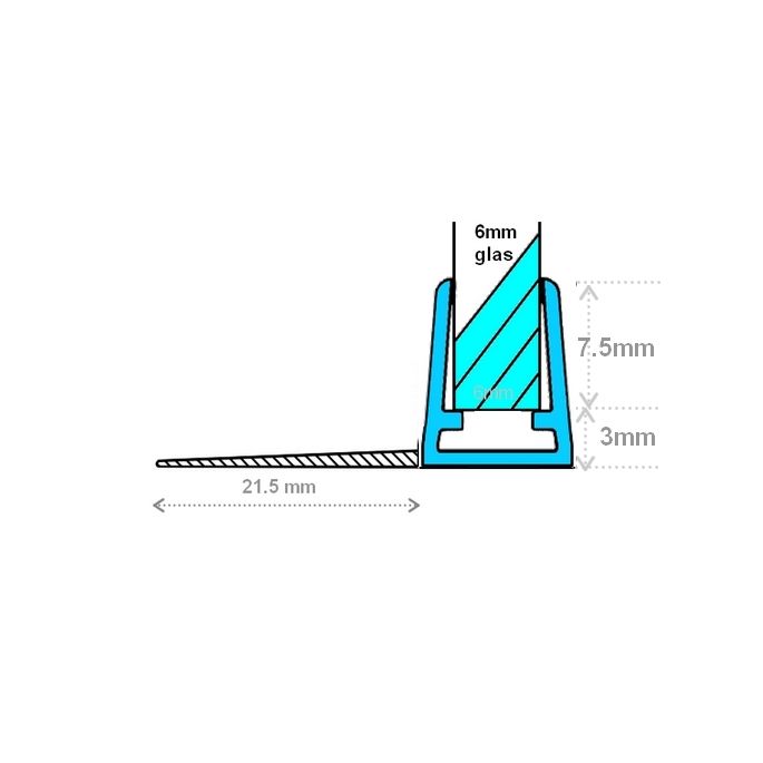 Exa-Lent Universal DS101006 - G06013100 helder doucheprofiel 1 flap horizontaal 100cm - 6mm