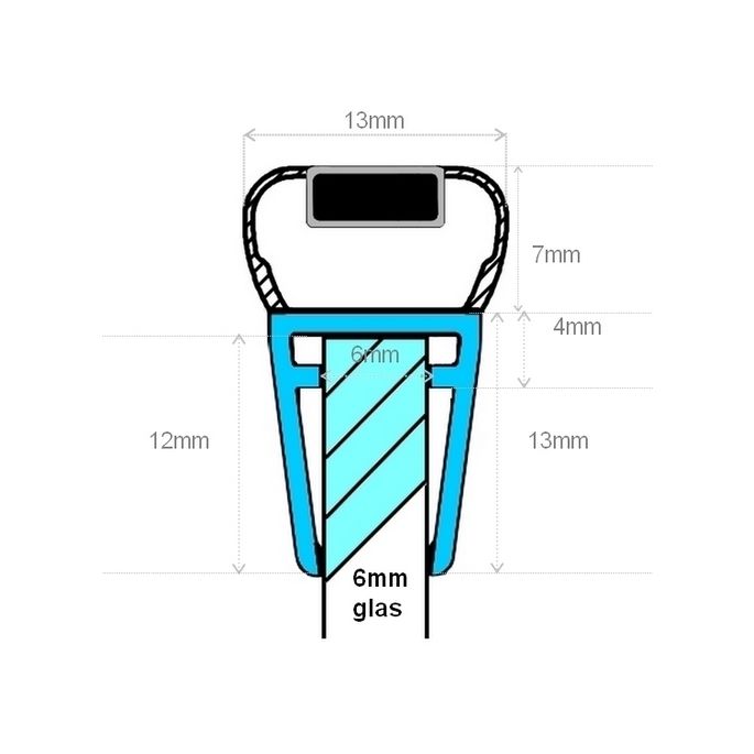 Exa-Lent Universal DS142006 - M06115200 helder doucheprofiel magneet recht (set van 2 stuks) 200cm 6mm