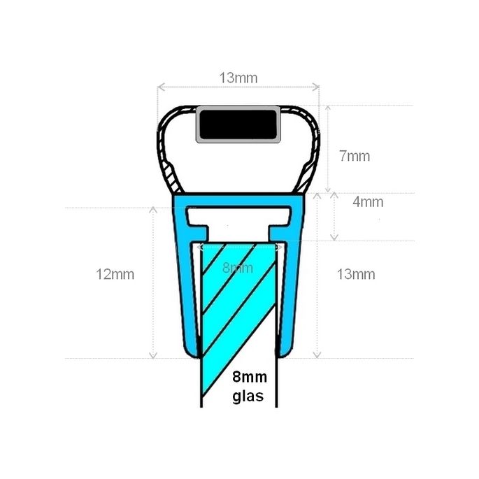 Exa-Lent Universal DS142008 - M08115200 helder doucheprofiel magneet recht (set van 2 stuks) 200cm 8mm