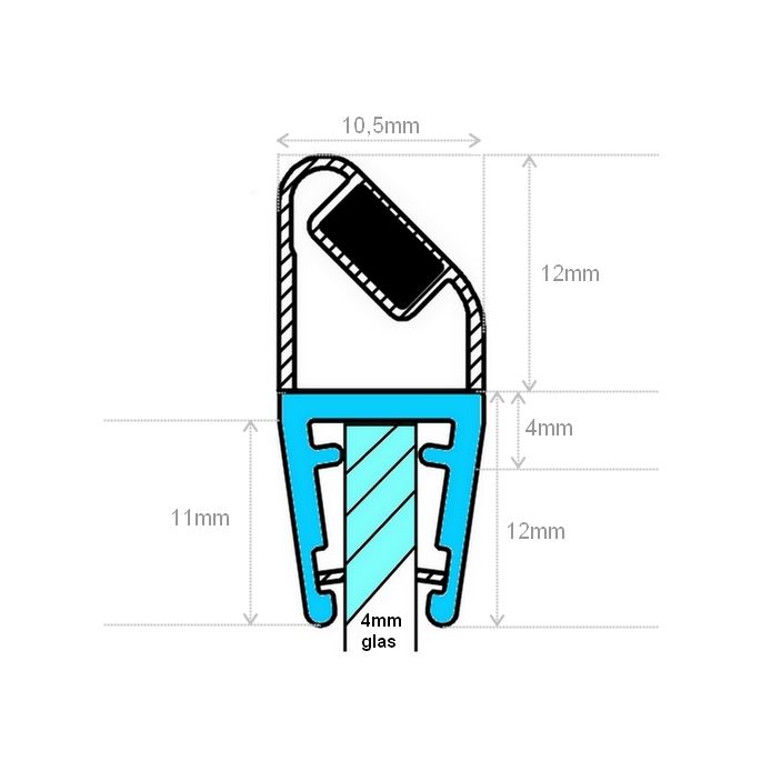 Exa-Lent Universal DS202004 - M04121200 clear shower profile magnet 45 degrees (set of 2 pieces) 200cm 4mm