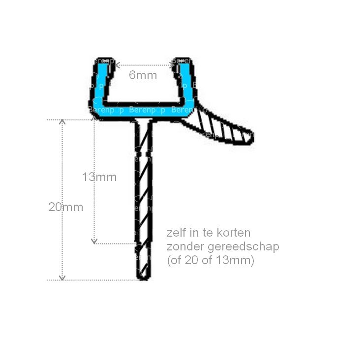 San4U ProfileDay DS351006 quarter clear shower profile 2 flaps 100cm - 6mm