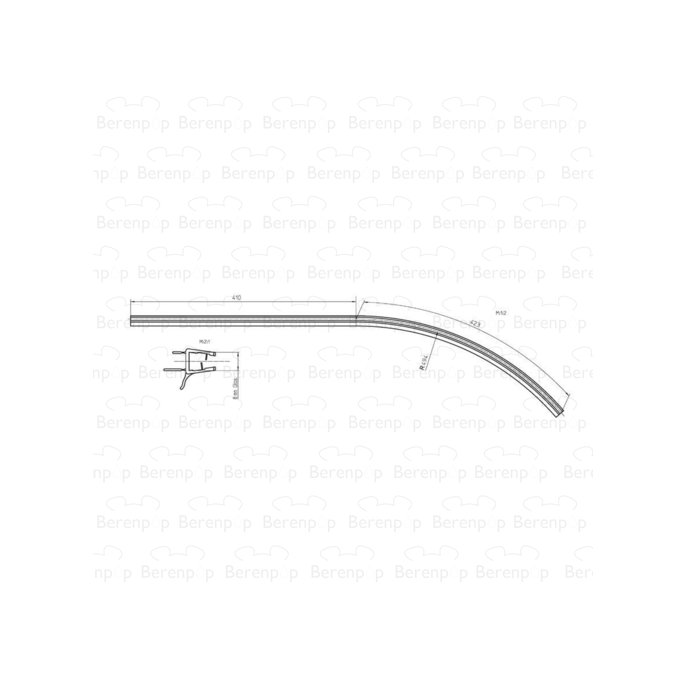 Duscholux  250353.01.006.000 gebogen afwaterprofiel horizontaal, rechts, 86cm, 8mm