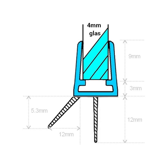 Exa-Lent Universal DS401004 clear shower profile 2 flaps 100cm - 4mm