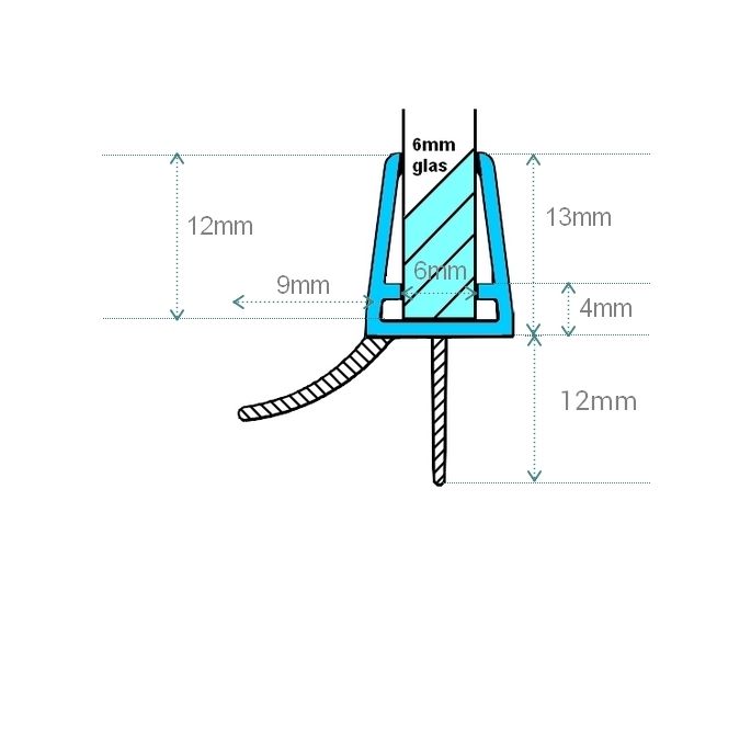 Exa-Lent Universal DS421006 quarter round clear shower profile 2 flaps 100cm - 6mm