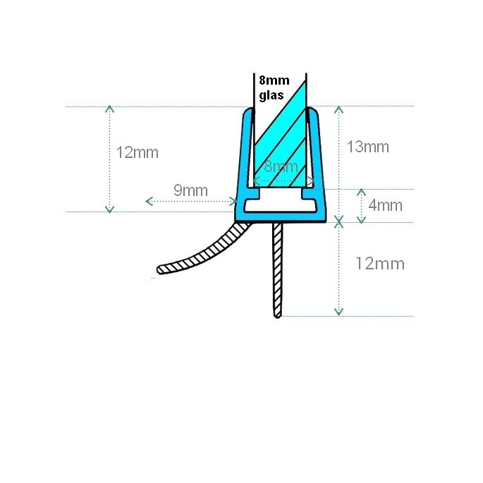 Exa-Lent Universal DS421008 quarter round clear shower profile 2 flaps 100cm - 8mm