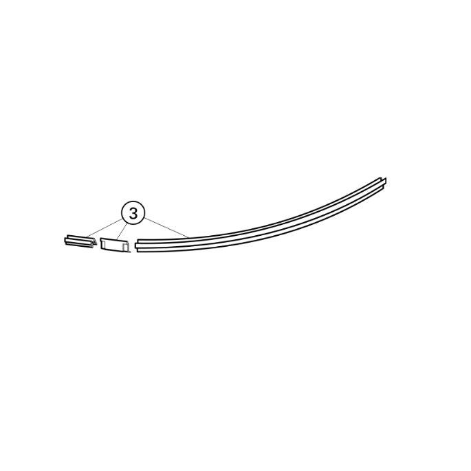 Huppe 1002, 069722 set of drain profiles for 3-part quarter-round corner entry