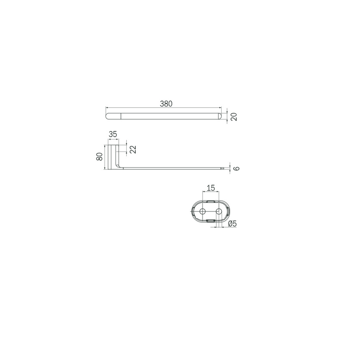 Inda Mito 2000 A2018MWM handdoekhouder voor meubel 38 cm mat wit