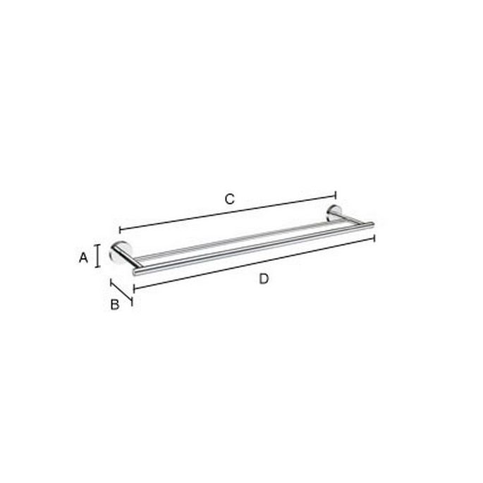 Smedbo Home HV3364 double towel rail 65cm matt brass