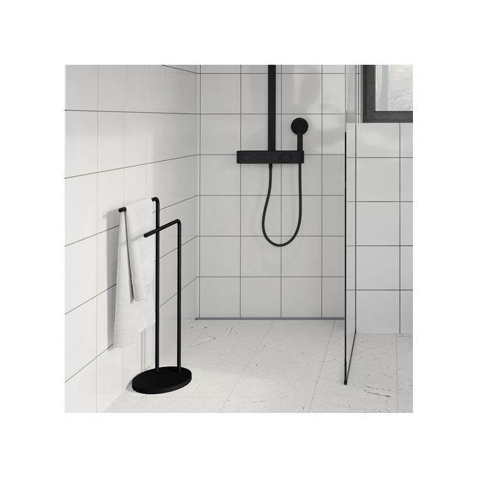 Smedbo Beslagsboden BB1231 freestanding double towel holder 40cm matt black