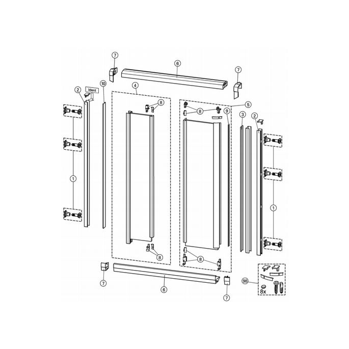 Huppe 1002, 054530 vertical cover profile