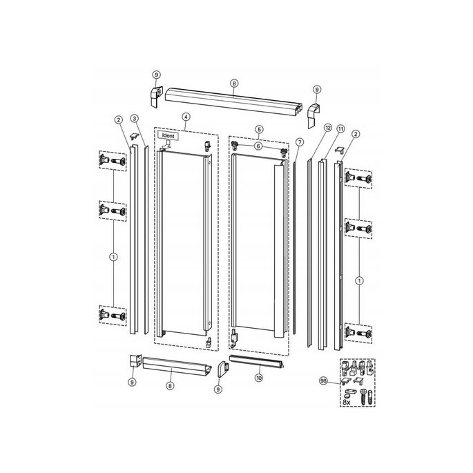 Huppe 1002, 054530 vertical cover profile