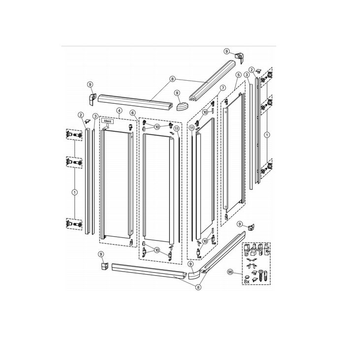 Huppe 1002, 054530 vertical cover profile
