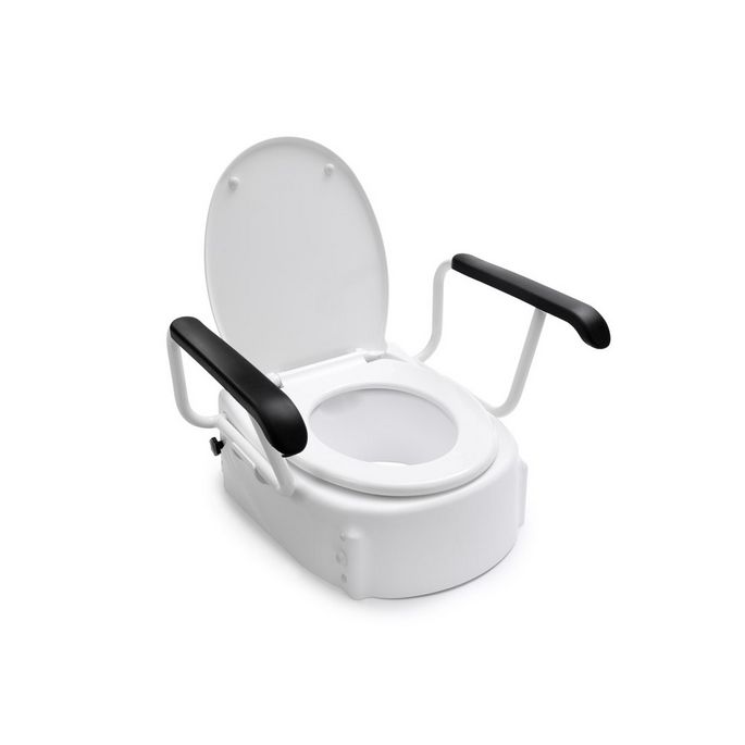 Handicare (Linido) 10659 toiletverhoger met opklapbare armsteunen en deksel wit