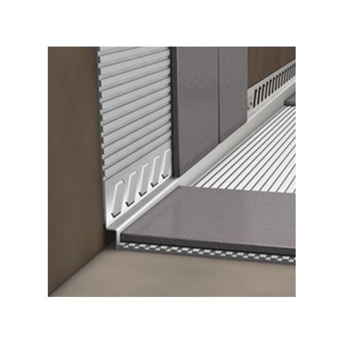 Blanke Aqua Keil Wand 8402856100L afsluitprofiel 2000x10x40mm links mat zwart