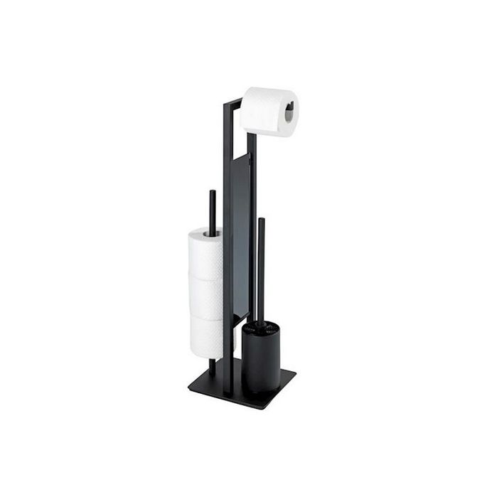Wenko 23708100 Rivalta toiletstandaard (toiletborstelhouder + toiletrolhouder + reserverolhouder) mat zwart