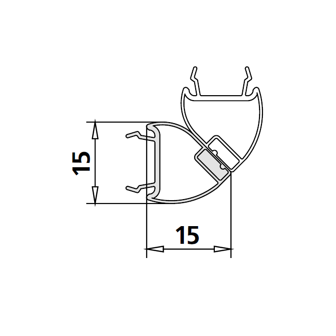 Kermi 6036440 Magnetprofil 90 Grad links vertikal 200cm