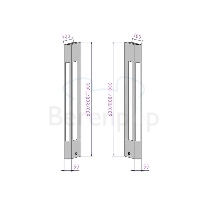 Decor Walther 0324700 BLOC 100 LD wandlamp 100x5cm chroom (met dimmer knop links)