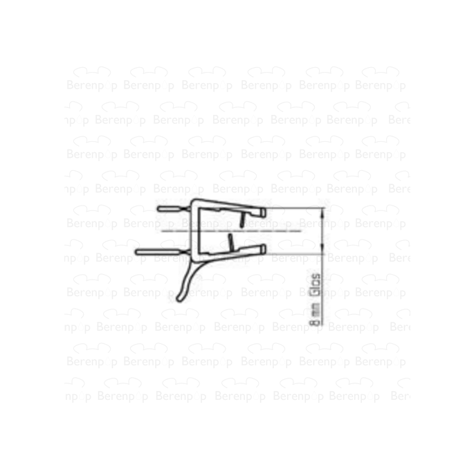 Duscholux  250353.01.006.000 gebogen afwaterprofiel horizontaal, rechts, 86cm, 8mm