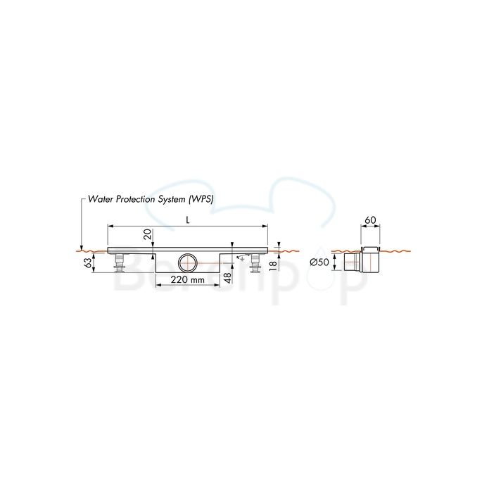 Easy Drain Compact 50 FF Zero EDCOMFFZ50050 douchegoot 50cm zijuitloop