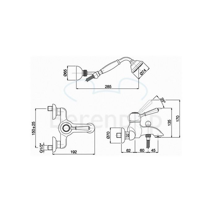 Fima Carlo Frattini Bell F3364BR badkraan opbouw 1-greeps met garnituur brons