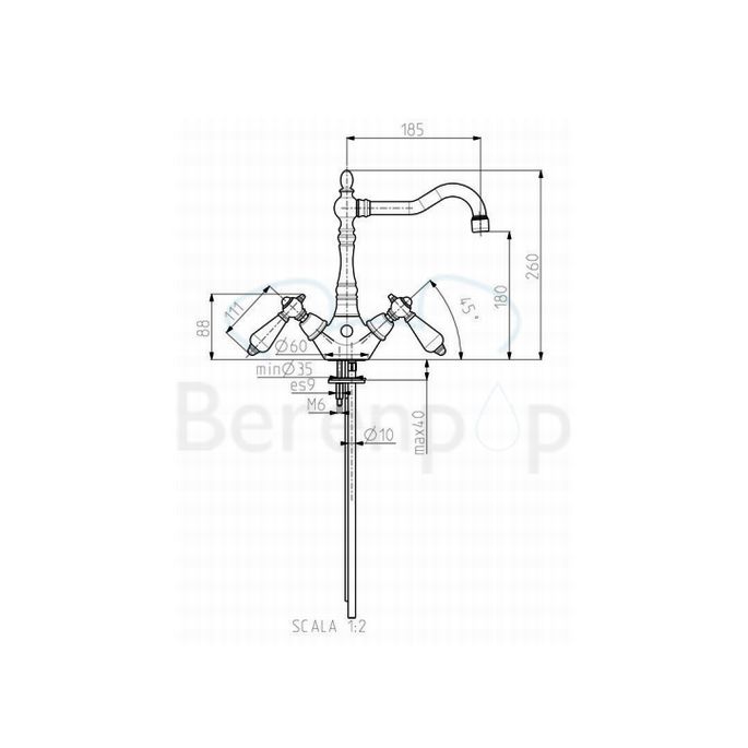 Fima Carlo Frattini Herend Chic F5411CCR wastafelkraan 2-greeps chroom