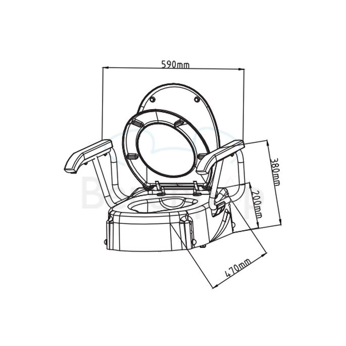 Handicare (Linido) 10659 WC-Sitz mit klappbaren Armlehnen und Deckel weiß