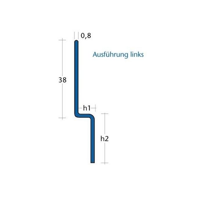 Blanke Aqua Keil Wand 8402856100L afsluitprofiel 2000x10x40mm links mat zwart