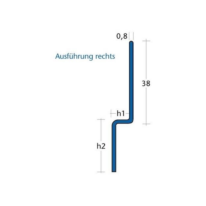 Blanke Aqua Keil Wand 8462840080R afsluitprofiel 1480x8x32mm rechts RVS verchroomd