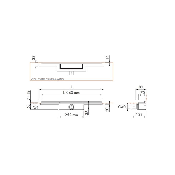 Easy Drain M-line MLINE120030 shower drain 120cm horizontal outlet