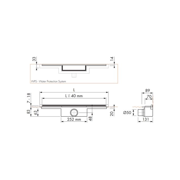 Easy Drain M-line MLINE120050 shower drain 120cm horizontal outlet