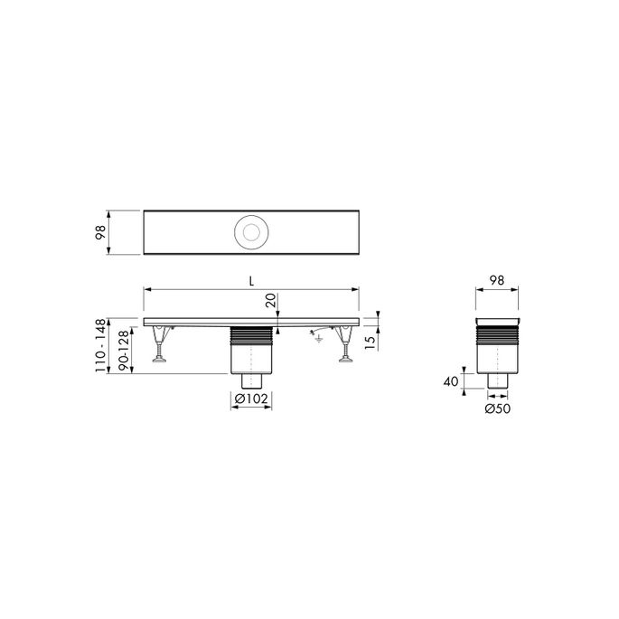 Easy Drain Multi Built-in part EDMI600-O shower drain 60cm vertical extension (without grate)