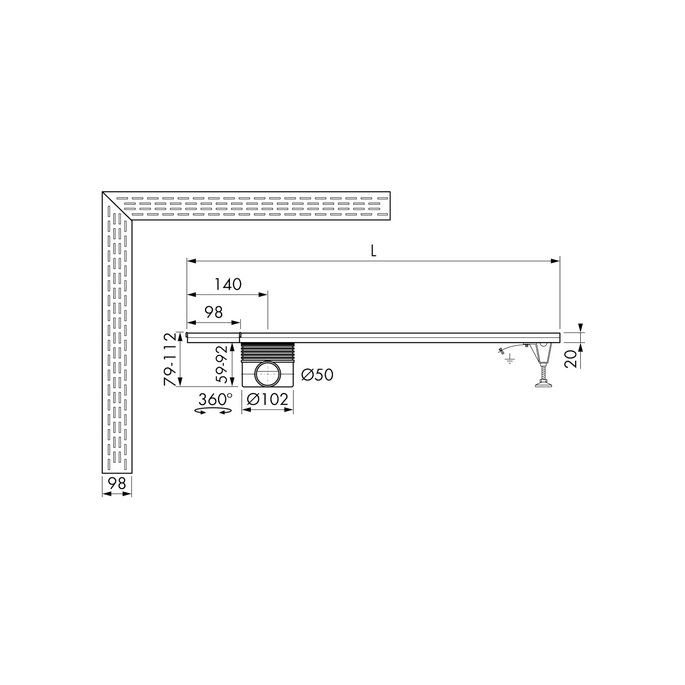 Easy Drain Multi Square EDMHOEK900 shower drain 900x900mm side outlet