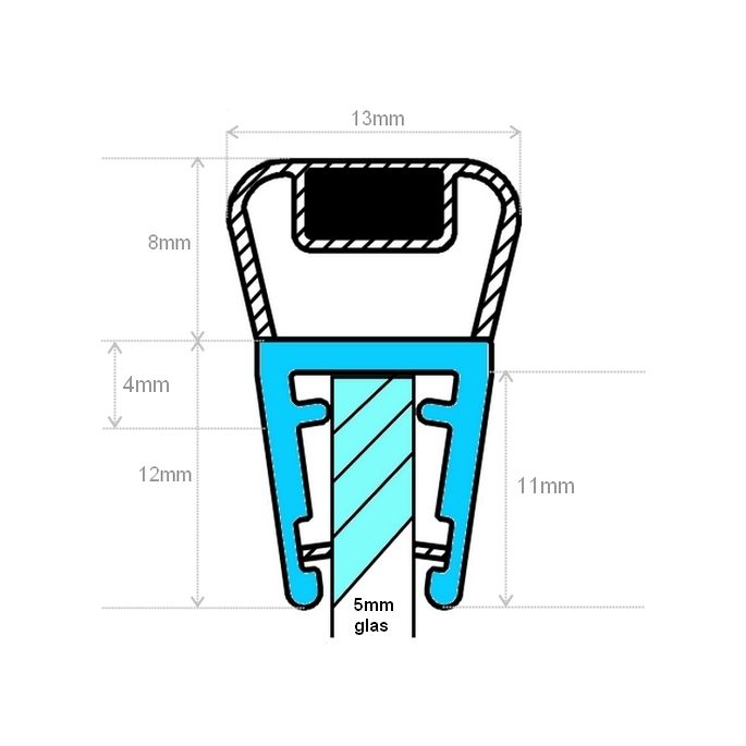 Exa-Lent Universal DS182005 - M05111200 klar Duschprofil Magnet gerade (pro Stück) 200cm 5mm