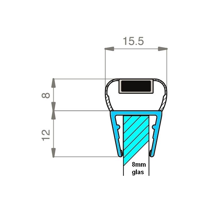 Exa-Lent Universal DS222008 klar Duschprofil Magnet gerade (pro Stück) 200cm 8mm