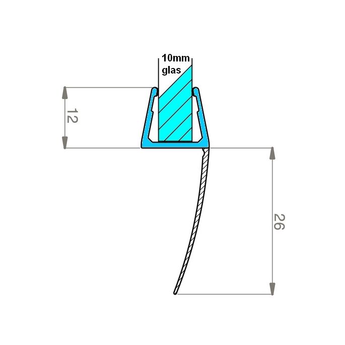 Exa-Lent Universal DS2810010 klares Duschprofil 1 Klappe 100cm - 10mm