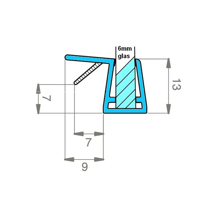 Exa-Lent Universal Probestück Duschgummi Typ DS46 - 2cm Länge und passend für Glasstärke 6mm - Anschlagprofil 1 Klappe