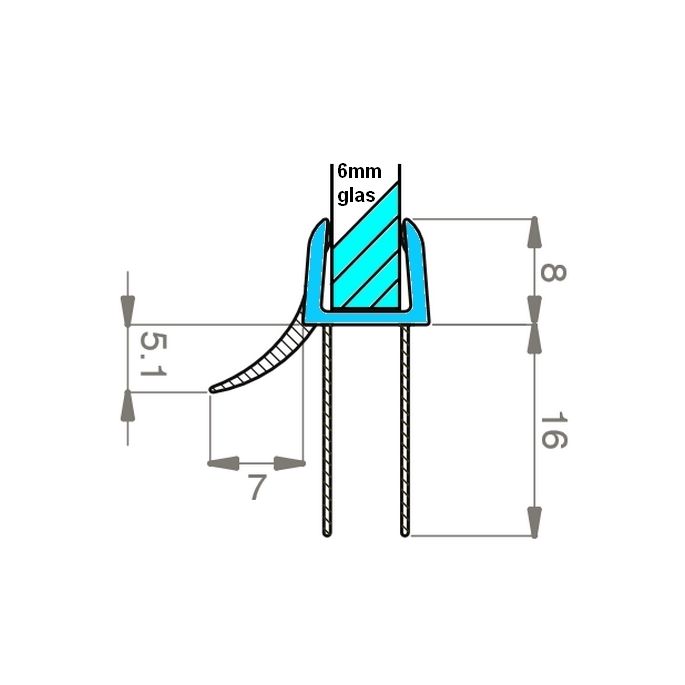 Exa-Lent Universal Probenstück Duschgummi Typ DS47 - 2cm Länge und geeignet für Glasstärke 6mm - 3 Klappen