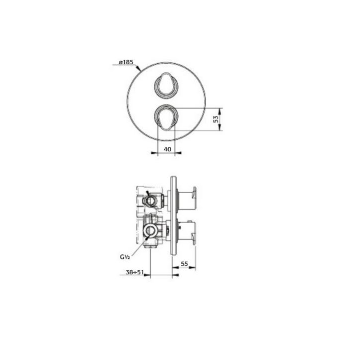 Pure Cinca CN5317B inbouwthermostaat met 2-uitgangen chroom