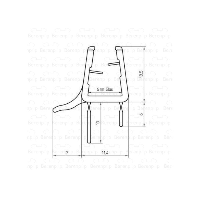 San4U ProfileDay DS701006 helder doucheprofiel 3 flapjes 100cm - 6mm