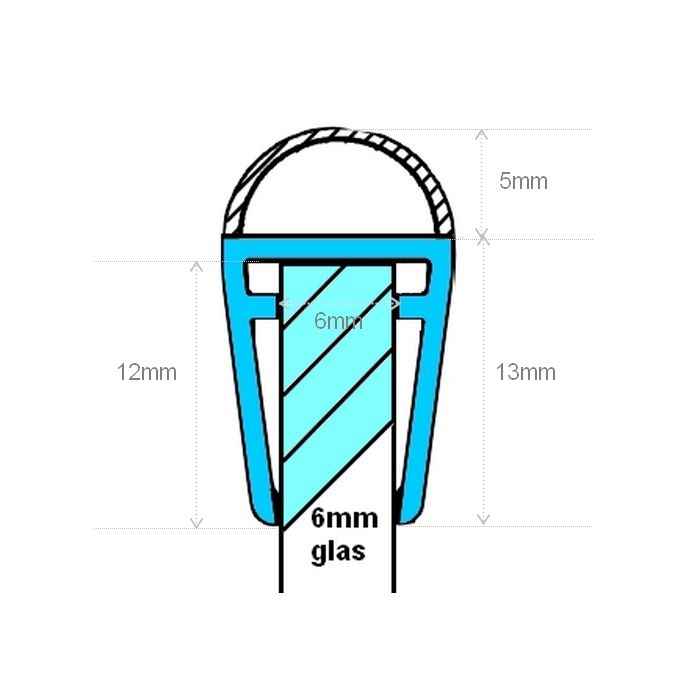 Exa-Lent Universal DS062006 - G06057005200 clear shower profile 1 bellows 5mm (ball) 200cm - 6mm