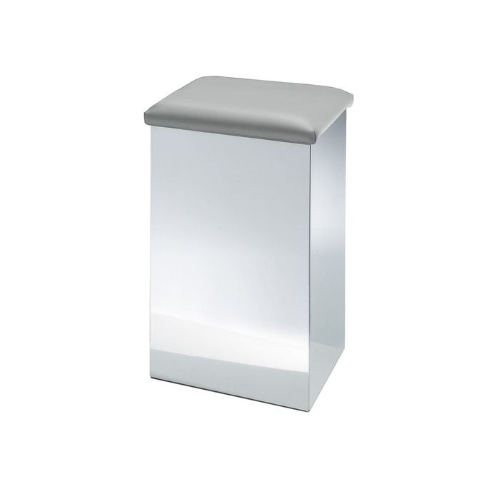 Decor Walther 0611893 CASE HK 2 KG Wäschebehälter/ Hocker 66x42x32cm Edelstahl poliert/ Kunstleder grau