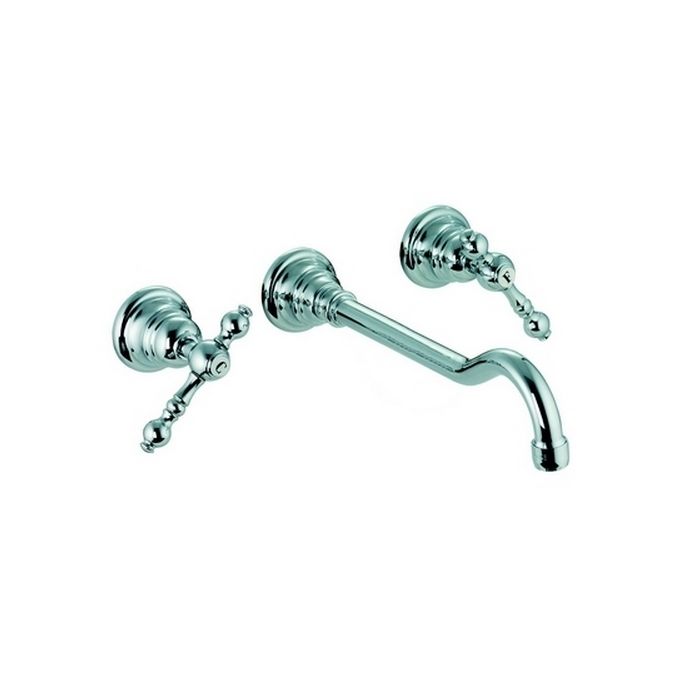 Fima Carlo Frattini Epoque F5051L5SN 3-hole wall sink faucet 2-handle spout 20cm brushed nickel