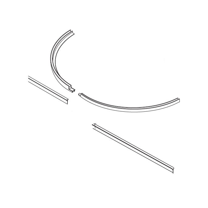 HSK Atelier Pur E77059 glasdorpellijst tbv onderzijde 4-delige halfronde draaideur, 96x82cm *niet meer leverbaar*