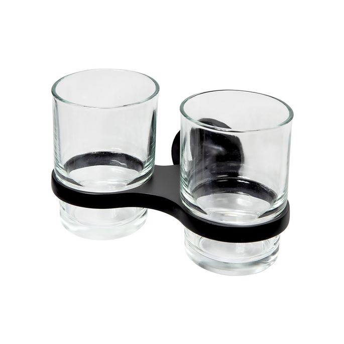 Haceka Aspen 1209517 doppelt Zahnputzbecherhalter klarglas/mattschwarz