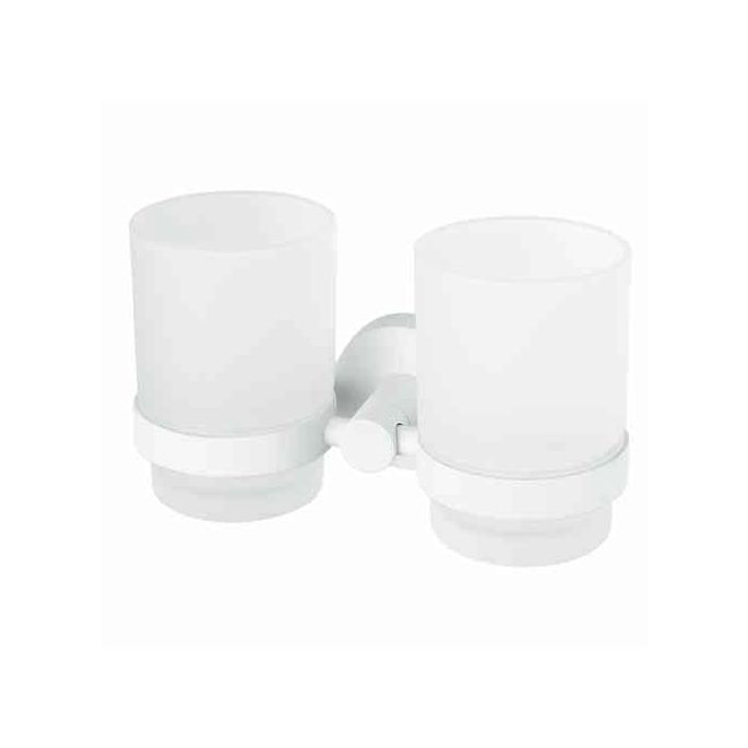 Haceka Kosmos White 1145587 doppelt Zahnputzbecherhalter satiniertes Glas/ weiß