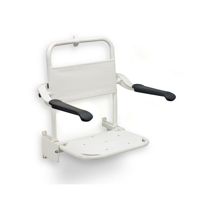 Handicare (Linido) LI2203001102 shower seat (with shortened seat depth) with backrest and armrests steel coated white