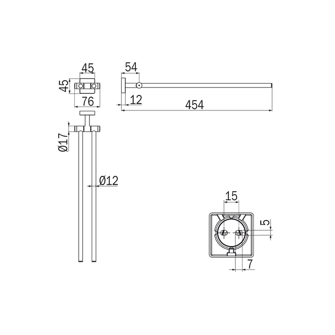 Inda Forum Quadra 3000 A30150CR dubbele handdoekhouder 45 cm chroom
